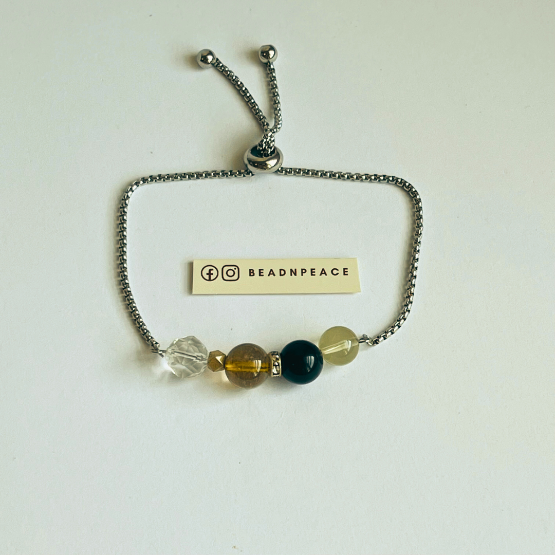 Uniq Bracelet | Clear , Gold Rutilated , Obsidian , Lemon Citrine
