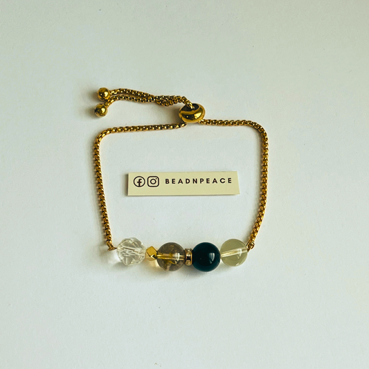 Uniq Bracelet | Clear , Gold Rutilated , Obsidian , Lemon Citrine